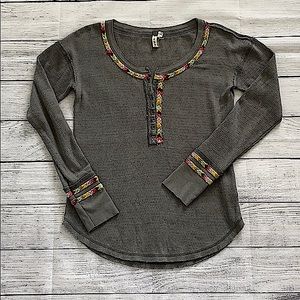 We The Free Rainbow Thermal Henley Top